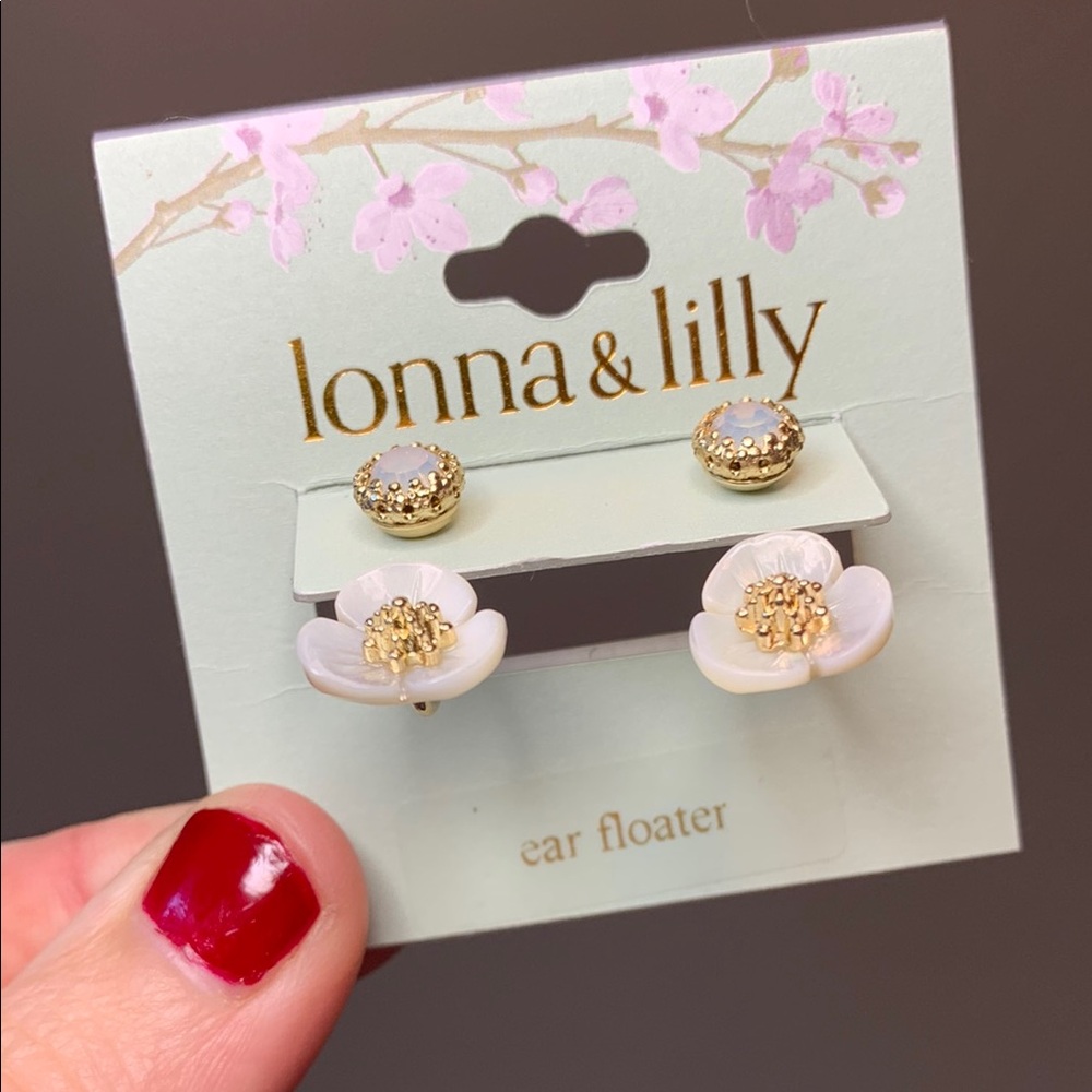 lonna & lilly Gold and White Floral Earrings - Picture 5 of 9